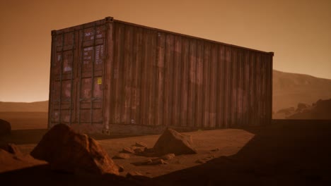 abandoned shipping container in the desert