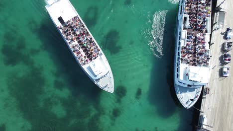 aerial shot of boat docking