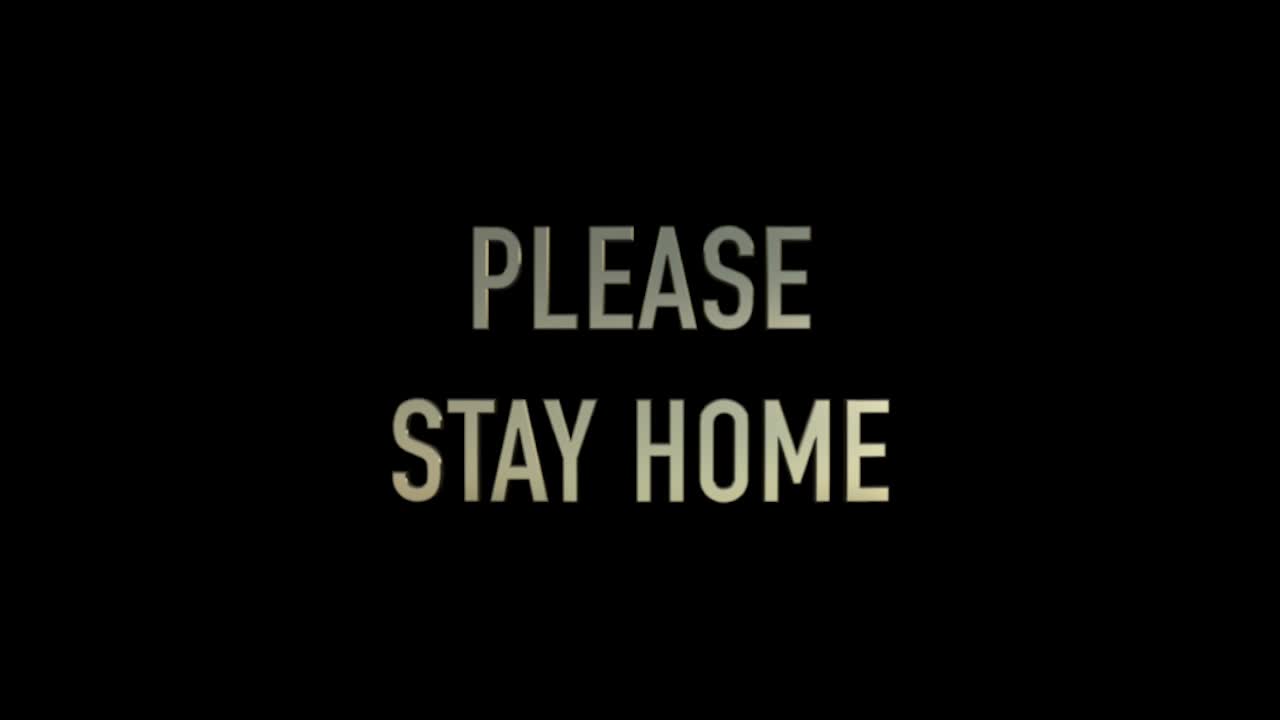 3d 애니메이션: 집에 머물러 검은 배경과 황금 글자