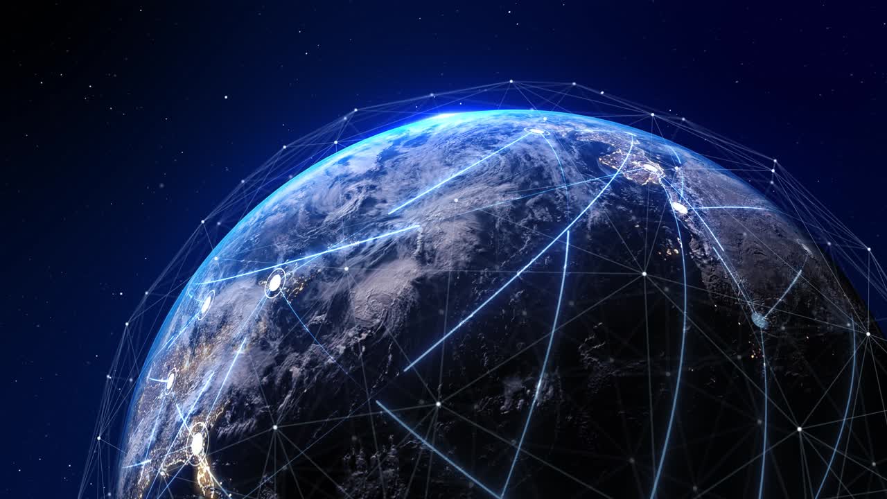 Futuristic globe data network background financial animation currency exchange digital money