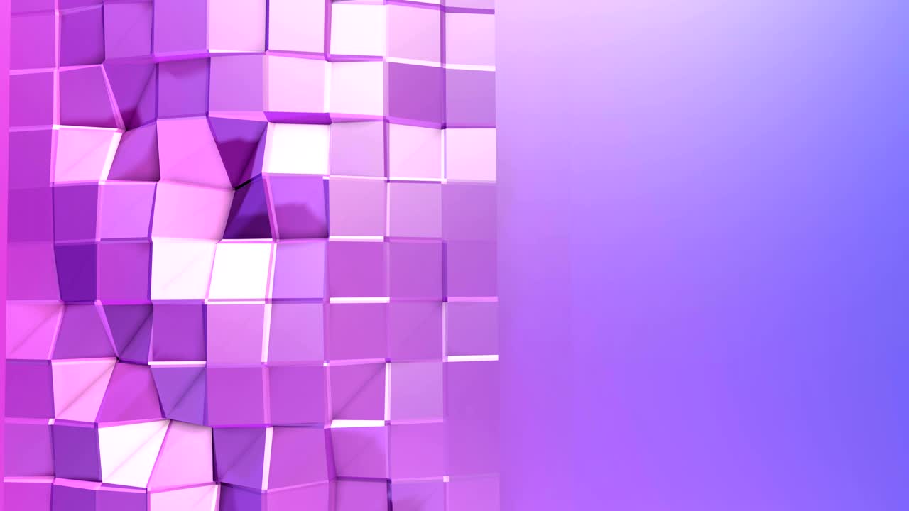 fondo en bucle de estilo low poly abstracto. animación 3d sin costuras en 4k. colores de gradiente modernos. superficie azul violeta low poly con espacio de copia v1