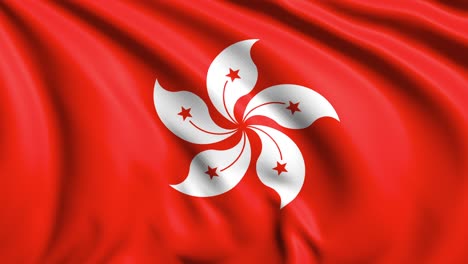 flag of hong kong with fabric structure in the wind (loopable)