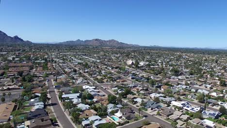 drone footage of scottsdale and paradise valley pan to camelback mountain