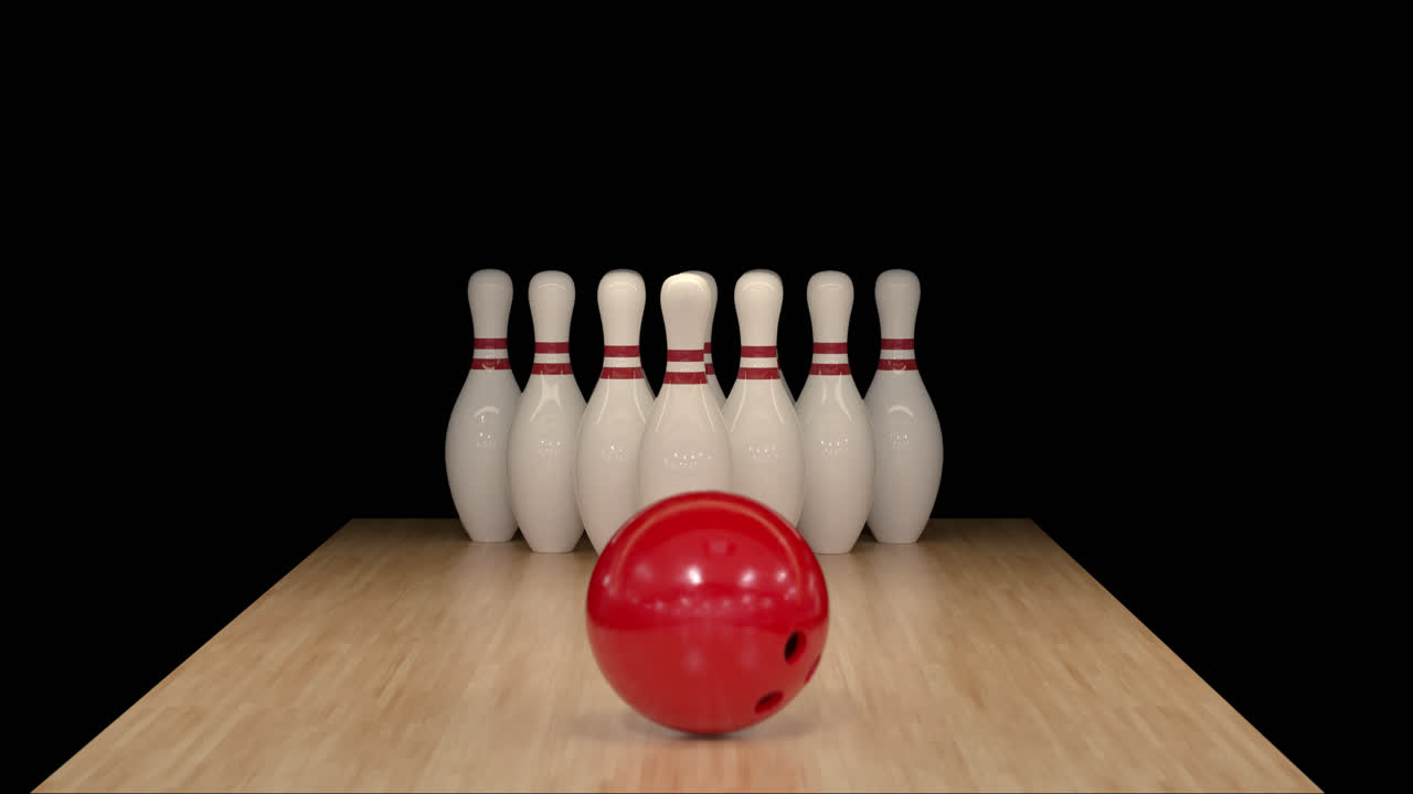 Strike di bowling al rallentatore su canale alfa