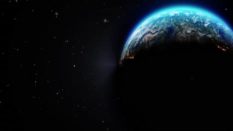 la tierra desde el espacio por la noche