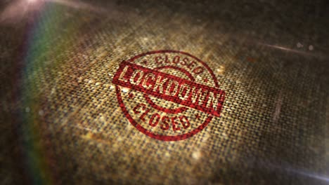 lockdown sign stamp on linen sack loop animation