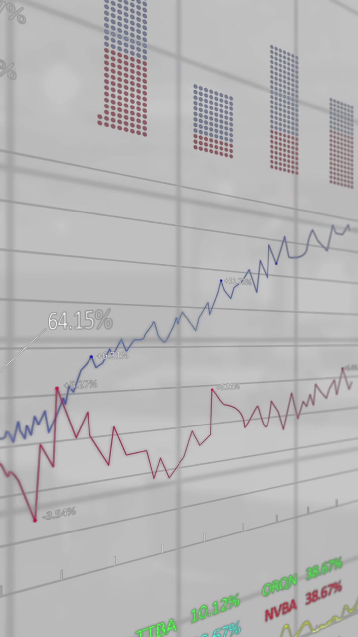 Financial data processing against white background