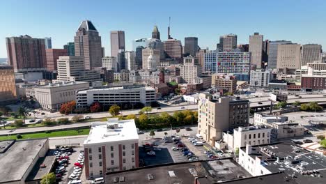 Empujón-Aéreo-Del-Horizonte-De-Baltimore,-Maryland