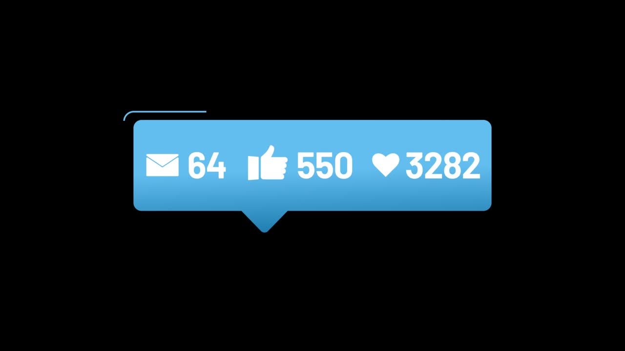 Social media icons with increasing numbers, social media networking, animation, video isolated alpha matte and green background