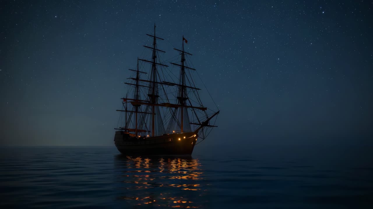 Sailing Ship at Night