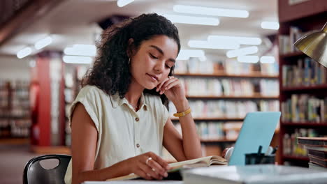 woman reading in library