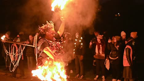 fire dancer at night festival