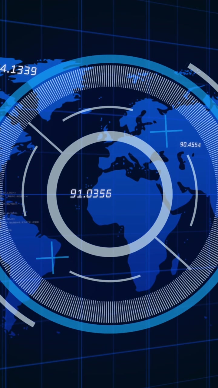 Data loading and processing over blue world map on black background