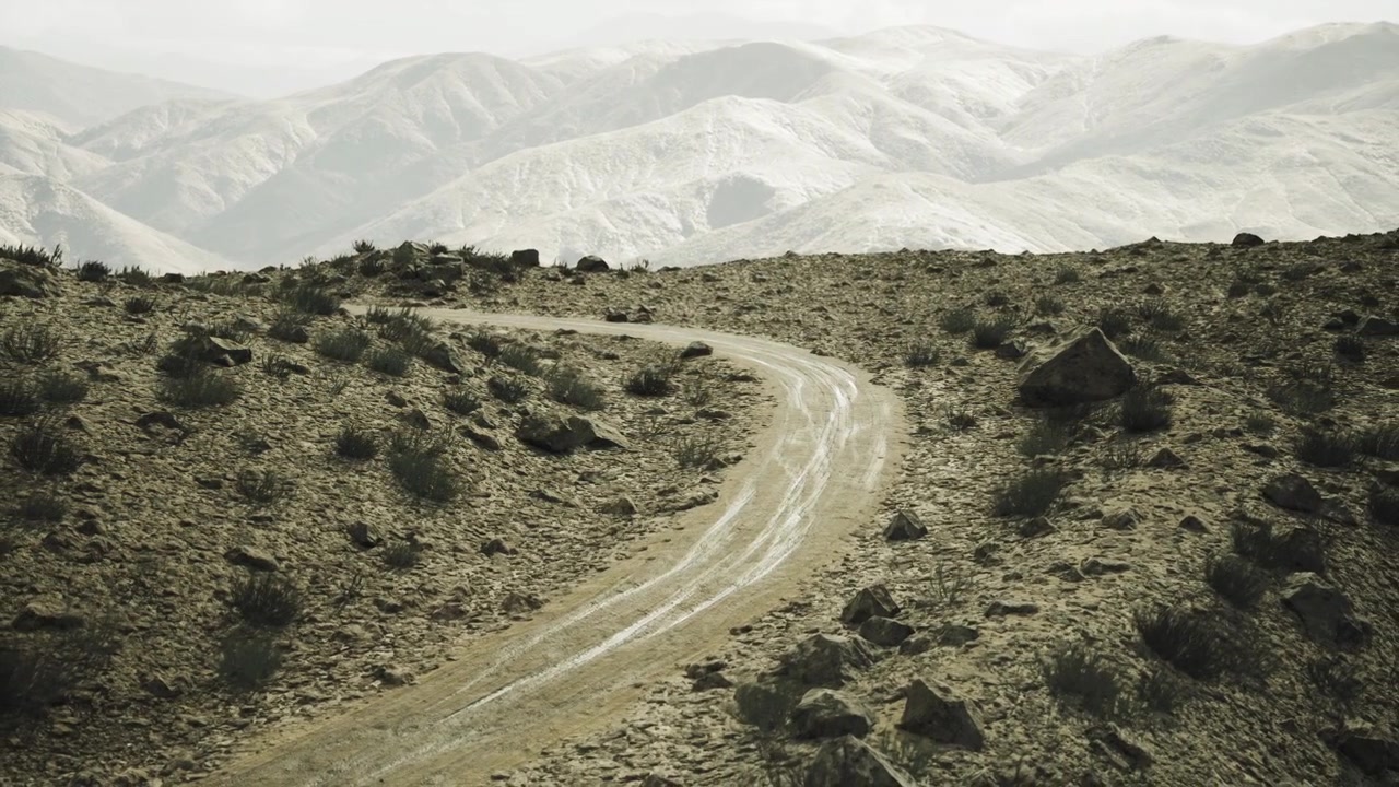Clásico sendero sin pavimentar rodeado de vegetación escasa y piedras
