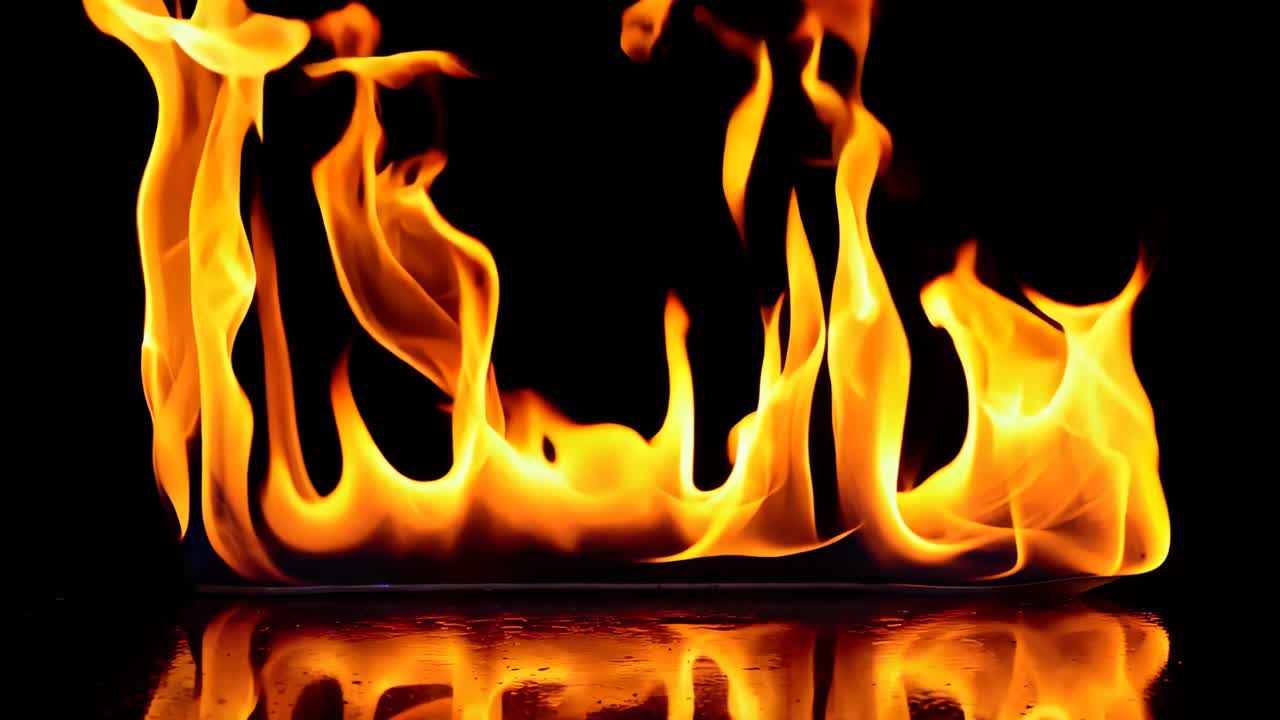 Et nærbillede af en ildflamme på en sort baggrund