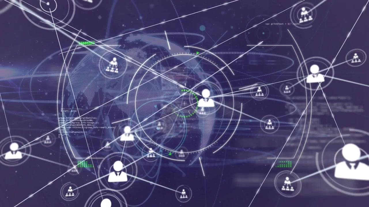 Technology network has many connections and globe interface