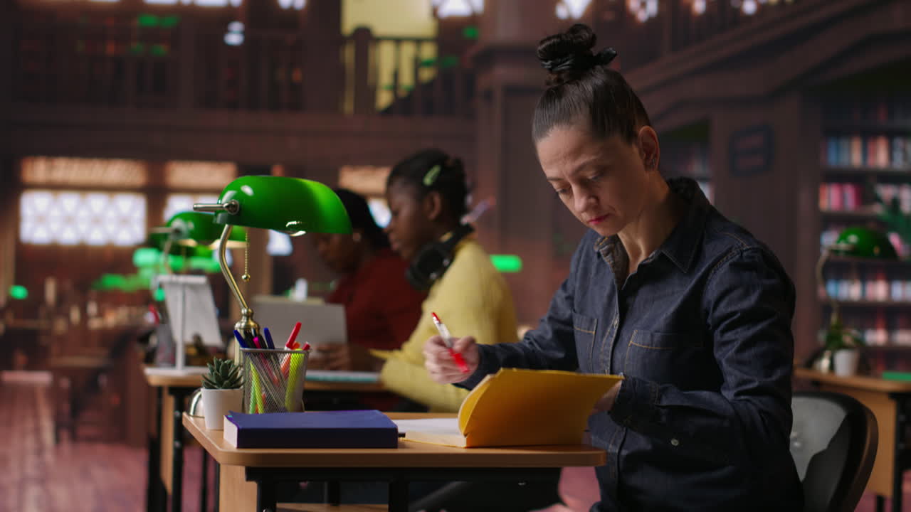 estudiantes que estudian en una biblioteca