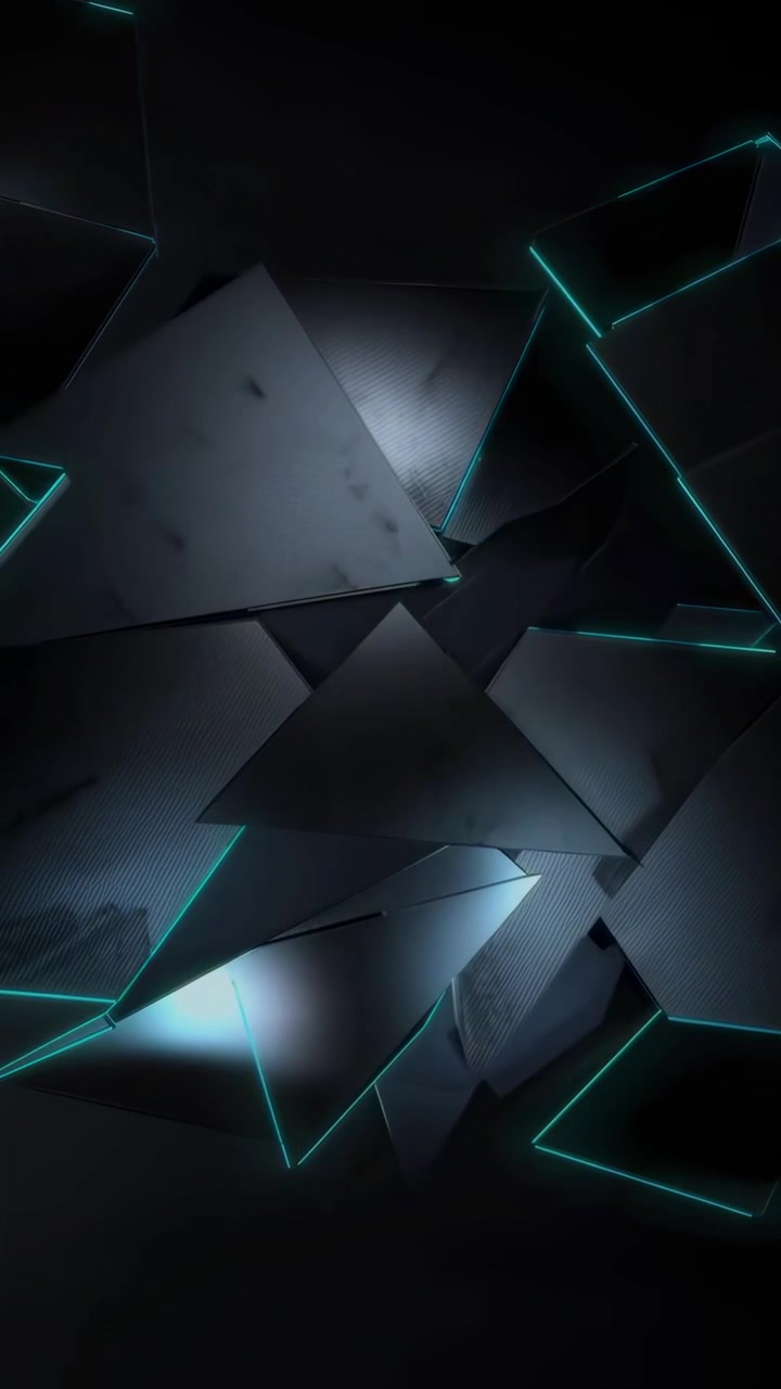 Abstract Geometric Shapes with Neon Lights Moving on Dark Textured Background