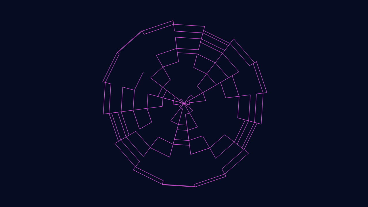 patrón geométrico en espiral con círculos y líneas en fondo púrpura