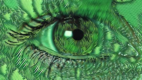 artistic ecology conceptual animation of green moving human female eye