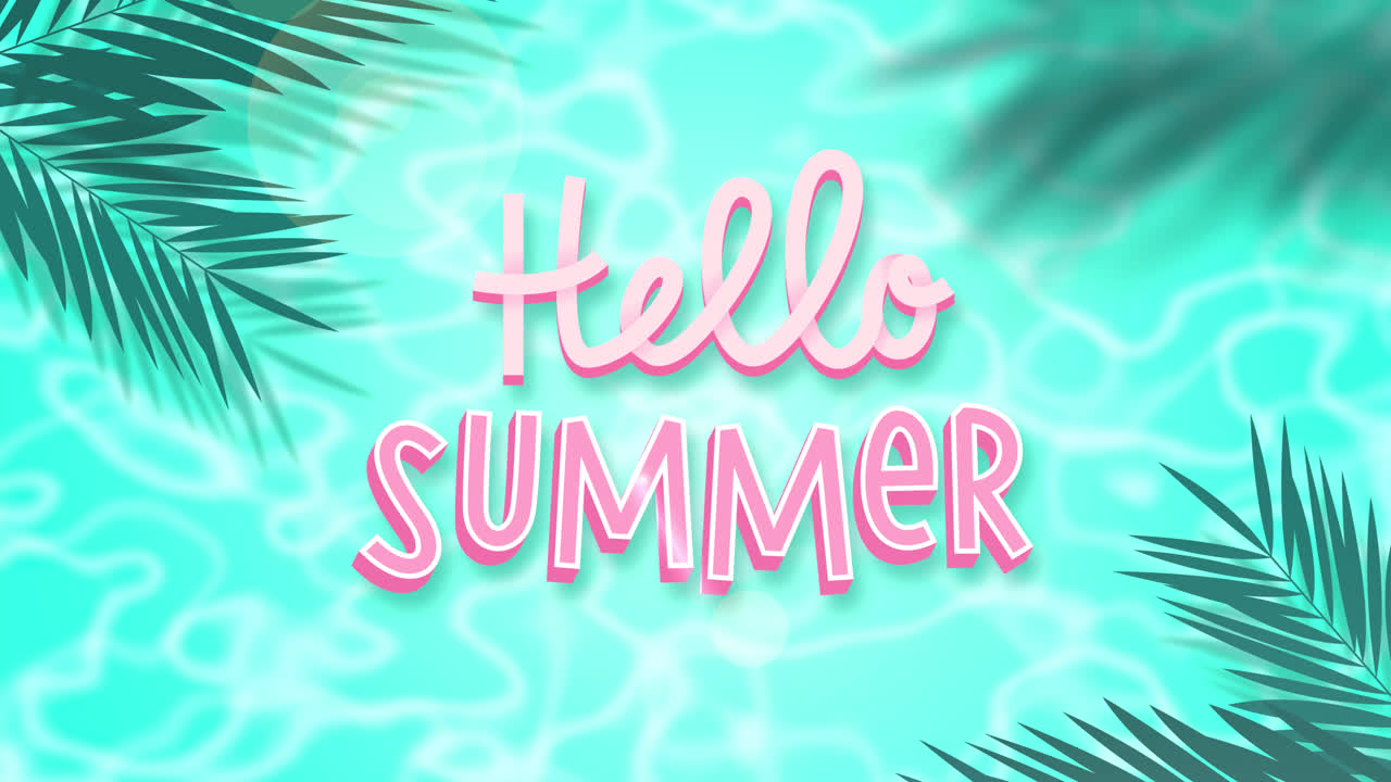 Hello Summer Graphic Design with Tropical Palm Trees