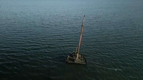 aerial view of two sunken ships