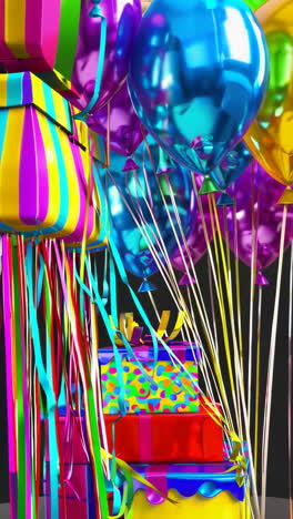 colorful balloons and gift boxes for a festive celebration
