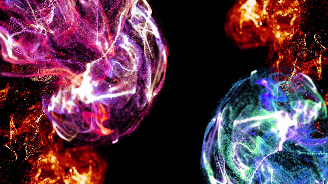 animación de puntos multicolores que forman patrones de ondas dinámicas contra un fondo negro