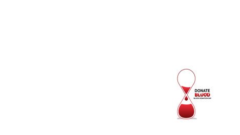 Animation-of-donate-blood-text-with-blood-hourglass-logo,-on-white-background