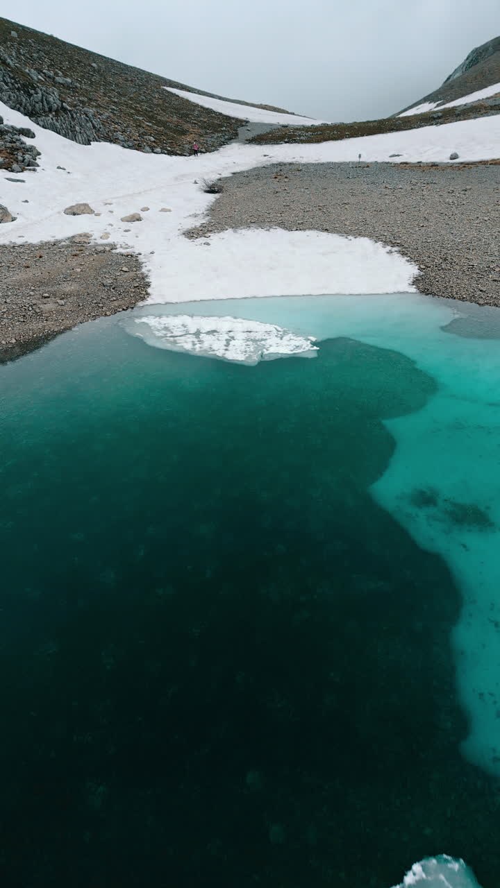 Frozen Alpine Lake in Mountains