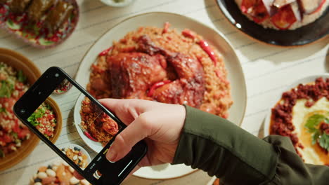 Taking a Photo of a Delicious Middle Eastern Meal