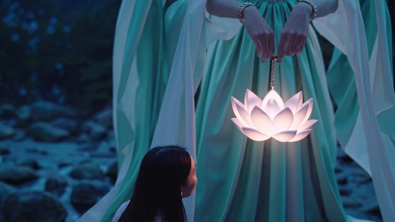 Woman and a Lotus Lantern