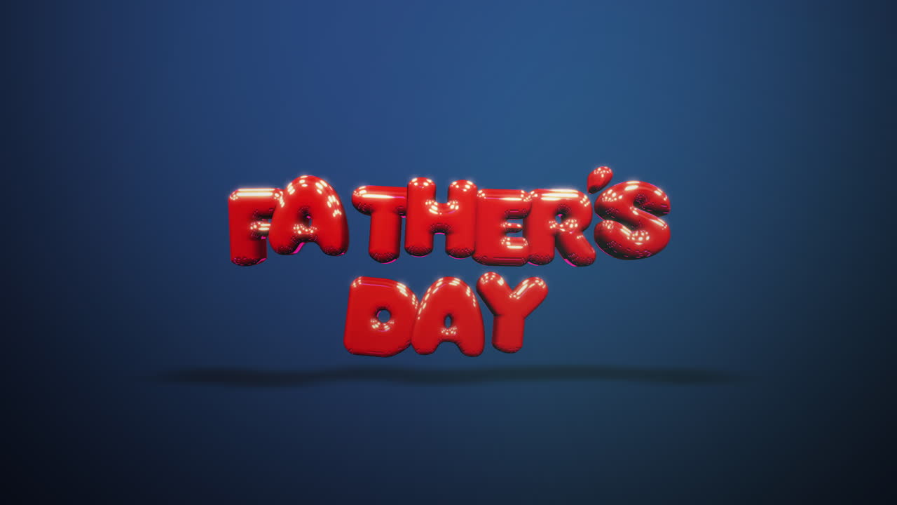 Modern red Fathers Day text on fashion blue gradient