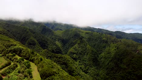 Fliegen-über-Das-Grün-Der-Insel-Madeira-An-Einem-Teilweise-Bewölkten-Sommertag