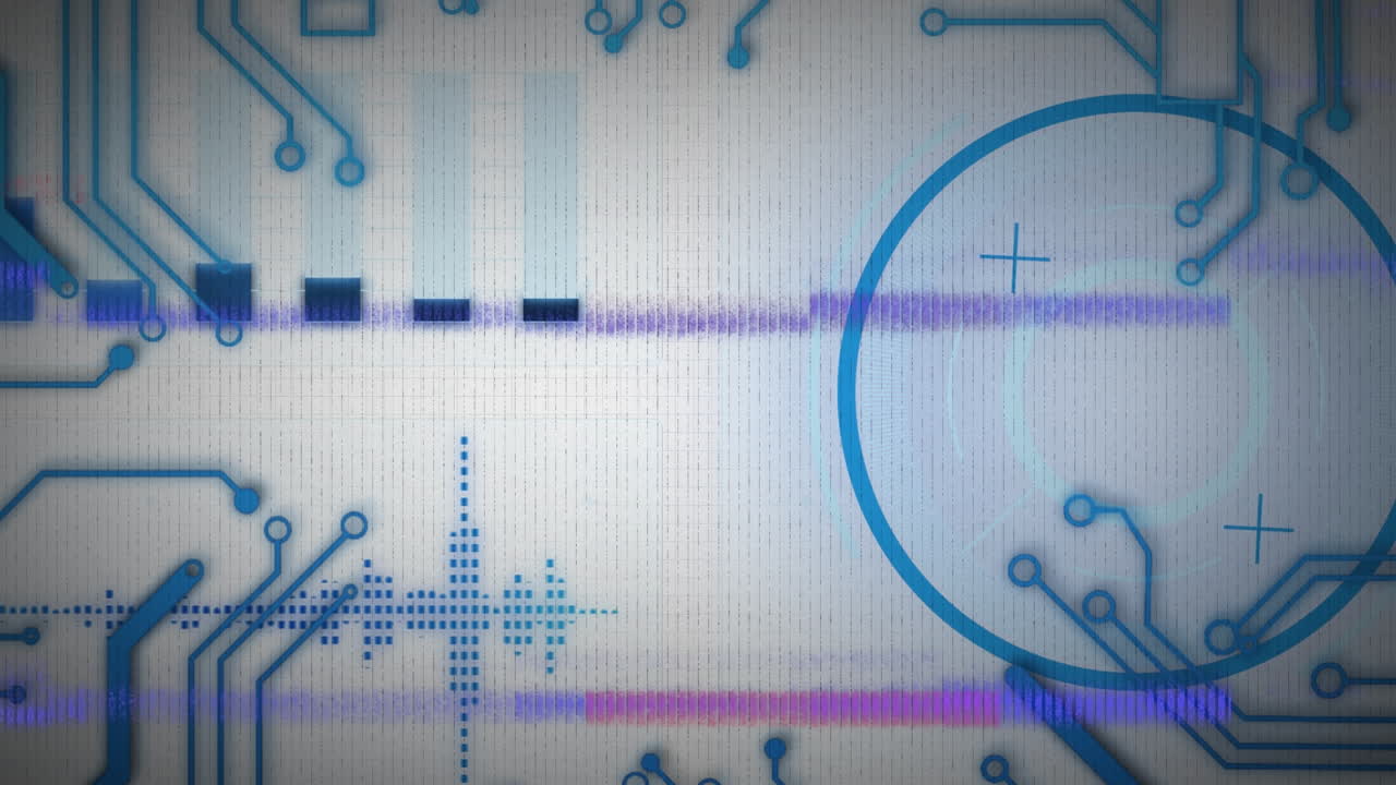 회색 배경에 있는 집적 회로 위의 오류의 애니메이션