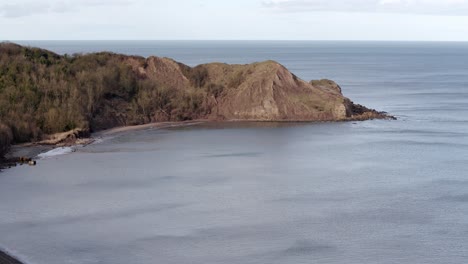 aerial footage of north yorkshire coastline, cayton bay