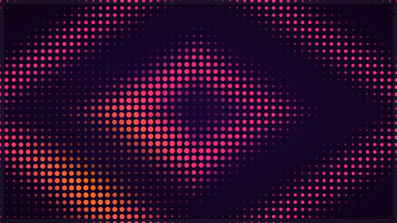 Sfondo in movimento astratto con punti pulsanti rosa e arancioni