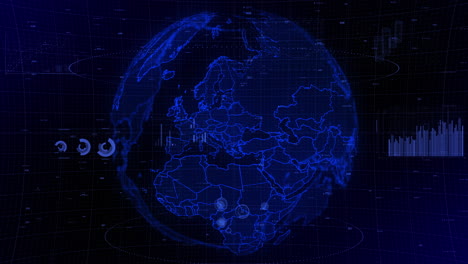 Der-Rotierende-Videohintergrund-Eines-Filmischen-Digitalen-Globus-Zeigt-Das-Land-Rumänien-Mit-Zoom