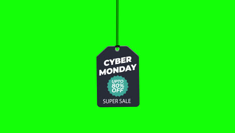 Cyber-Monday-Sale-discount-up-to-80-percent-off-hanging-with-rope-badge.-paper-tag-label-with-Alpha-Channel-transparent-background.