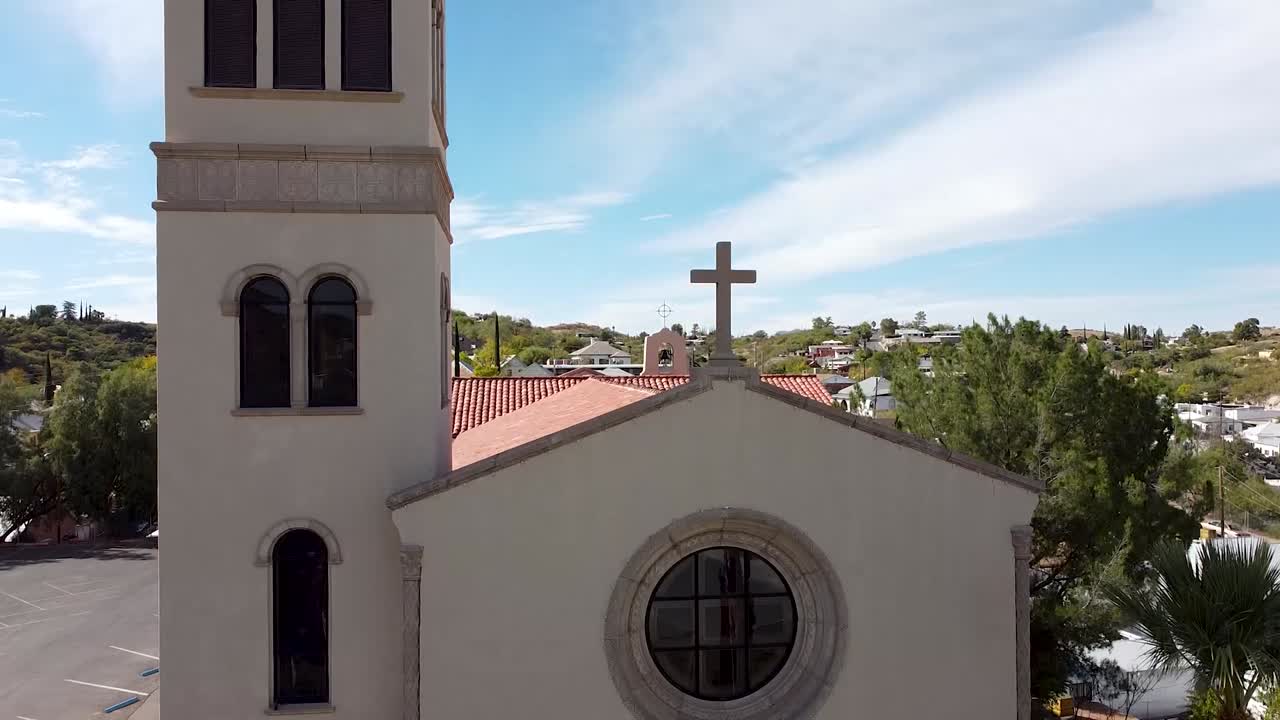 Drone view of a church.