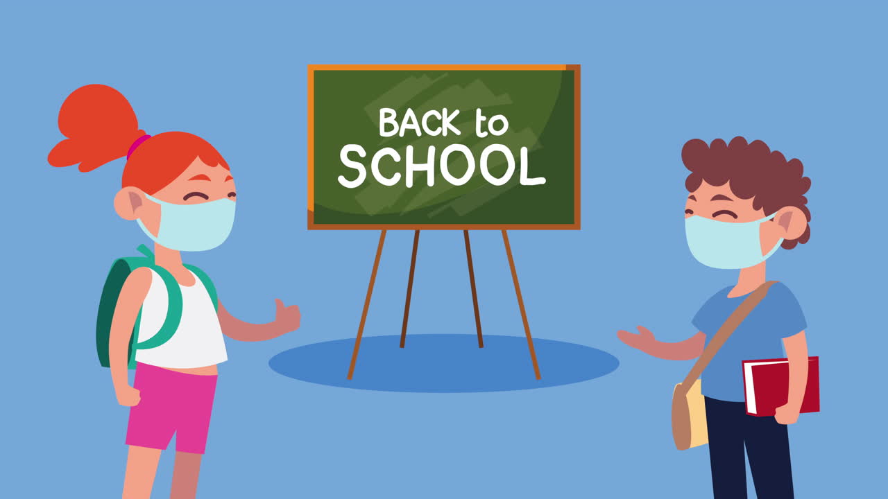 마스크를 쓰고 학교로 돌아갑니다.