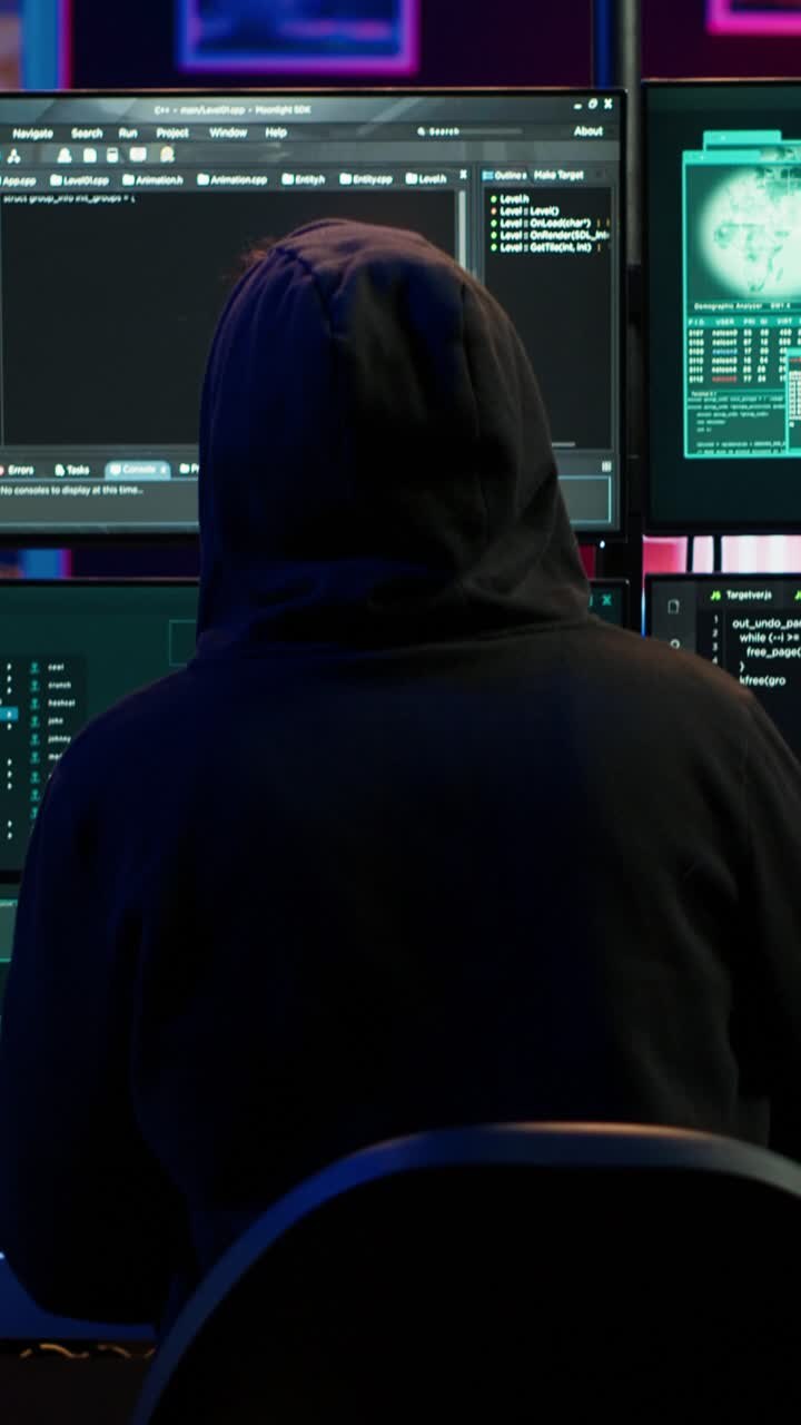 Truffatore di video verticali in un appartamento che inizia a lavorare a una sceneggiatura pericolosa che può violare la sicurezza