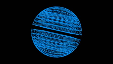 abstract rays round sphere rotating. blue particle energy sphere