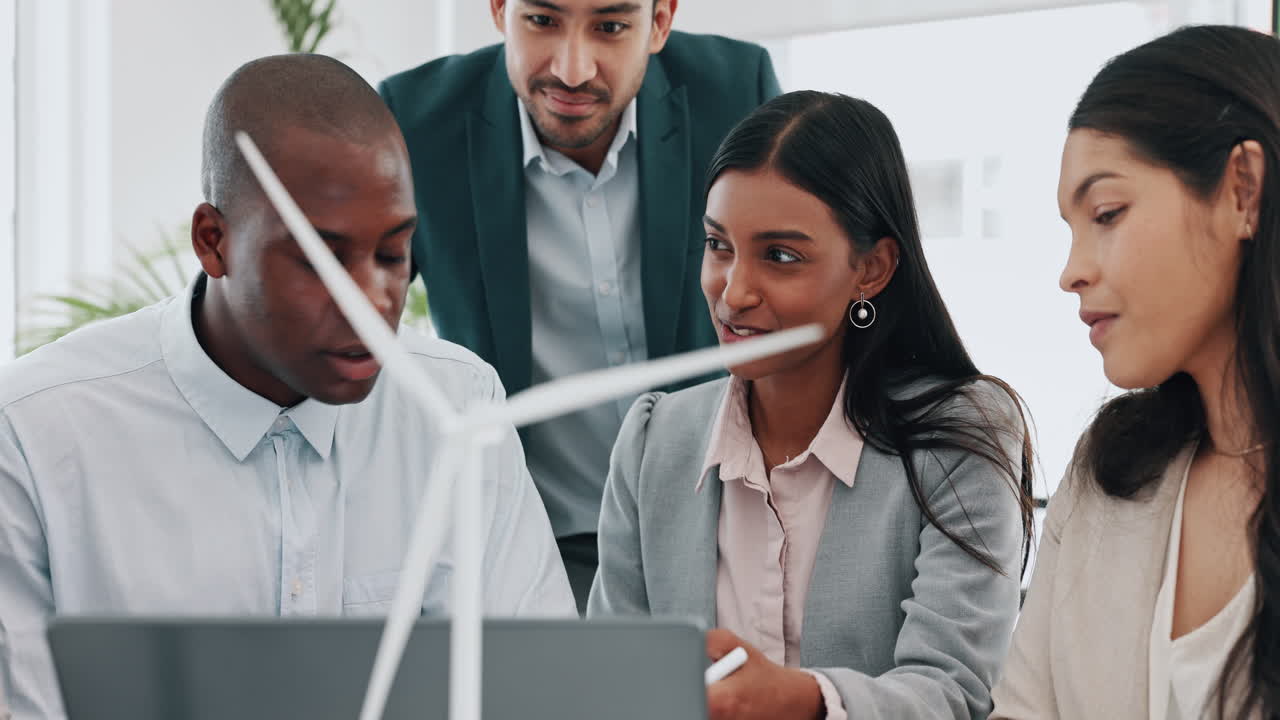 Business people, windmill model