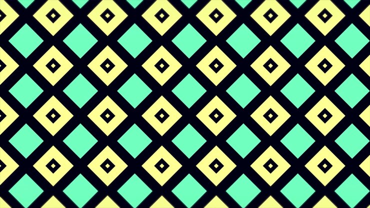 Modern Geometric Pattern Animation with Mint Green and Yellow Diamonds