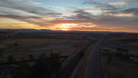 drone shot of sunset in los banos california