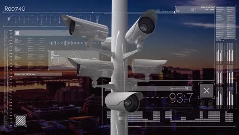 animación del procesamiento de datos con cámara de vigilancia
