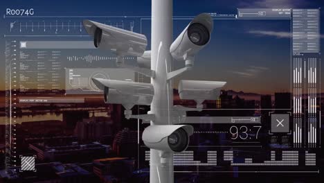 animation of data processing with surveillance camera