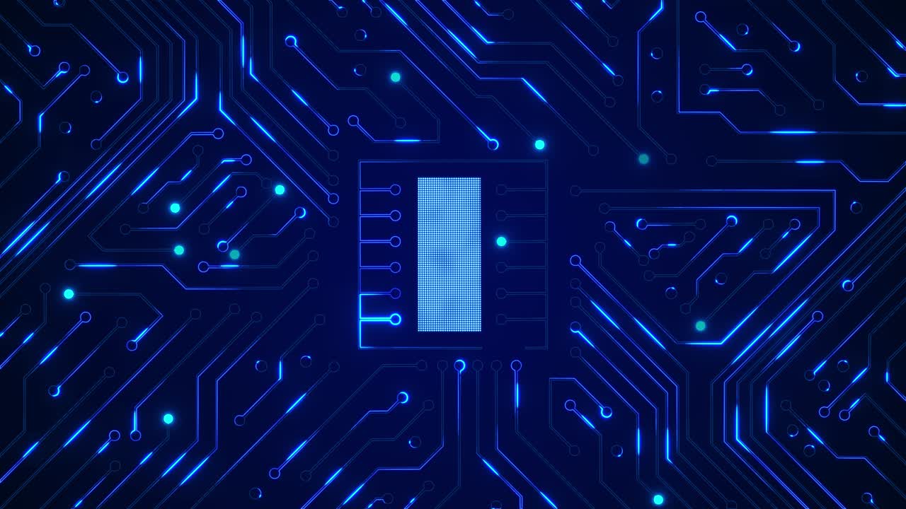 High-Tech Circuit Board with Glowing Blue Lines