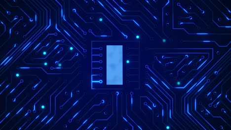high-tech circuit board with glowing blue lines